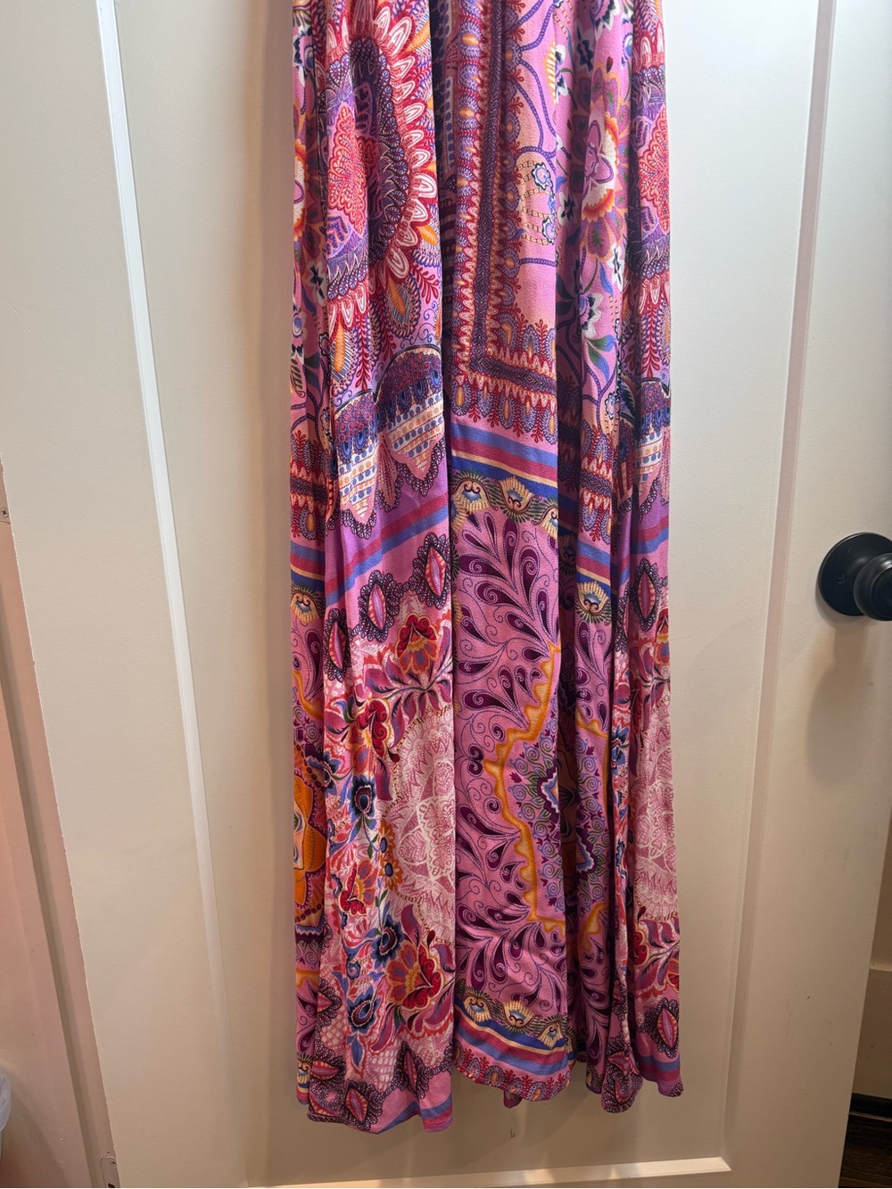 Hale Bob Katelyn Linen Maxi Dress Pink Paisley Boho Flutter Sleeve PocketsSizeXS - Picture 4 of 14
